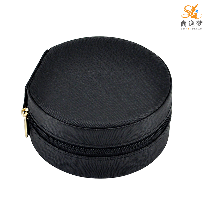 Sunyi Dream Cute Color Round Shape Small Size Leather Travel Jewelry Case